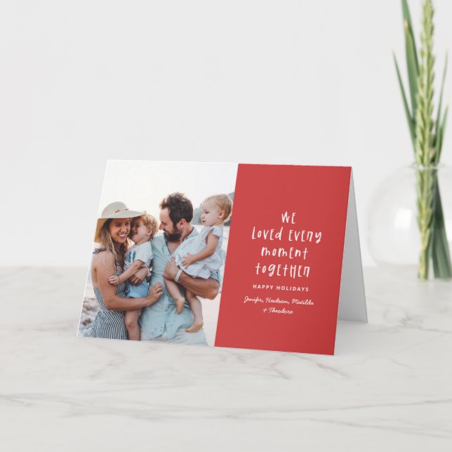 Tarjeta Festiva Fotografía familiar moderna, mínima en tipografía (Anverso)