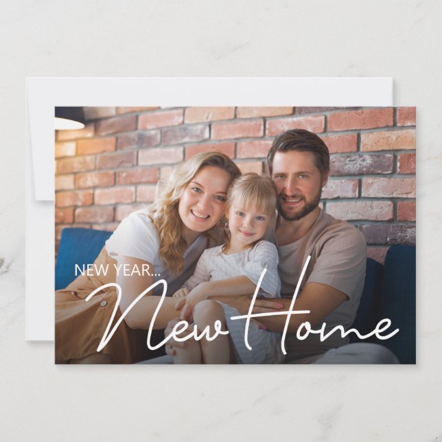 Tarjeta Festiva Fotografía familiar Nueva dirección Año Nuevo Movi (Anverso)