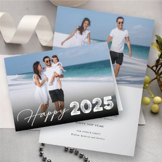 Tarjeta Festiva Fotografía feliz 2025 de la tipografía de Año Nuev