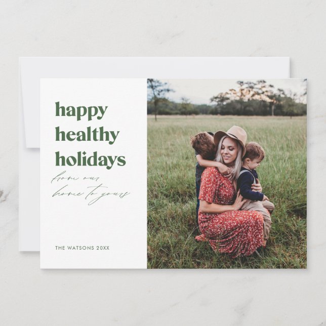 Tarjeta Festiva Fotografía feliz de vacaciones saludables (Anverso)