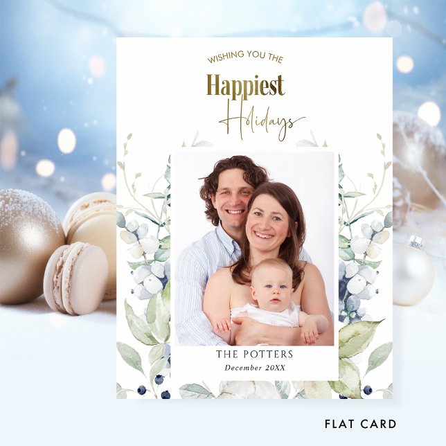 Tarjeta Festiva Fotografía, Festividades más Felices Elegante Verd (Subido por el creador)