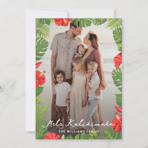 Tarjeta Festiva Fotografía floral del Hibiscus rojo hawaiano Mele