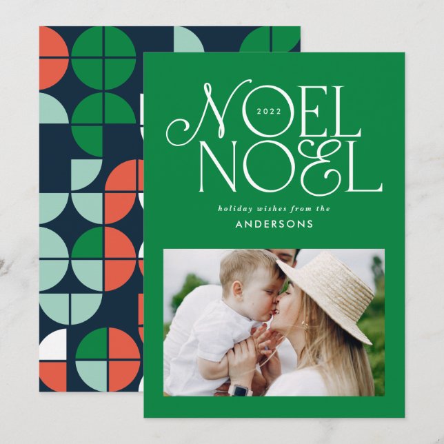 Tarjeta Festiva Fotografía geométrica de los Navidades noel brilla (Anverso / Reverso)