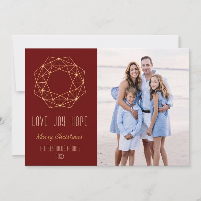 Tarjeta Festiva Fotografía geométrica de Wreath (Anverso)