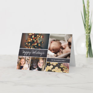 Tarjeta Festiva Fotografía moderna multifoto Familia Felices Festi