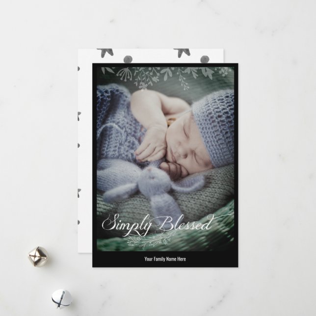 Tarjeta Festiva Fotografía moderna simple | Simplemente bendecido (Anverso/Reverso In Situ)