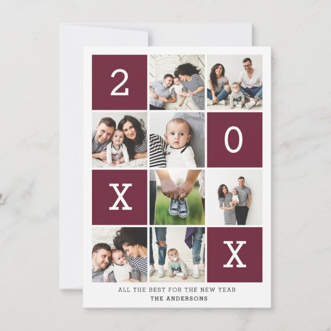 Tarjeta Festiva Fotografía múltiple gráfica moderna (Anverso)
