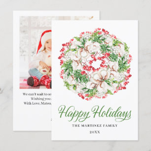 Tarjeta Festiva FOTOGRAFÍA Navidades Florales Blancas Wreath 2022