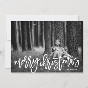 Tarjeta Festiva Fotografía navideña de nieve White Merry