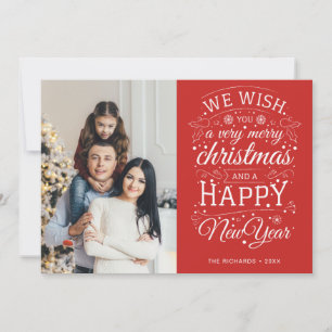 Tarjeta Festiva Fotografía navideña roja muy morena