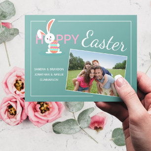 Tarjeta Festiva Fotografía personalizada Conejo de Pascua feliz Pa