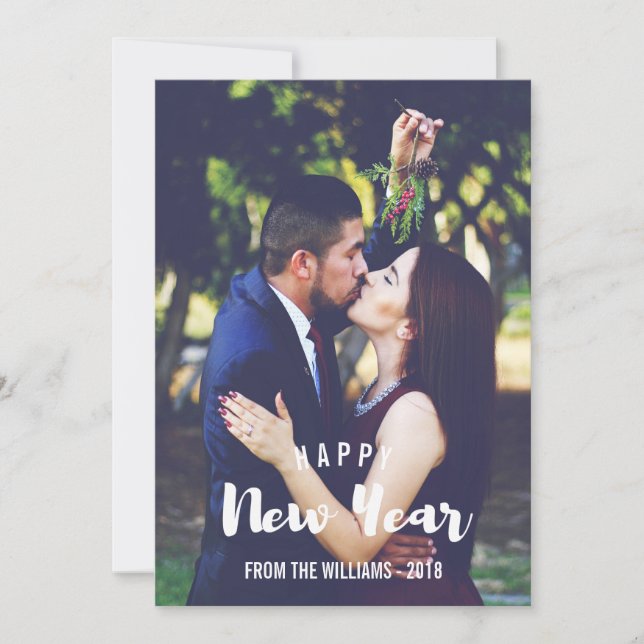 Tarjeta Festiva Fotografía personalizada de Feliz Año Nuevo esboza (Anverso)