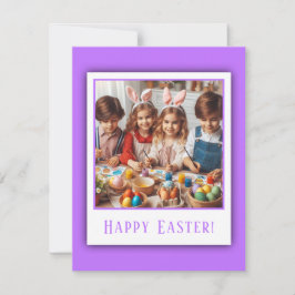Tarjeta Festiva Fotografía personalizada Feliz Pascua Púrpura Eleg