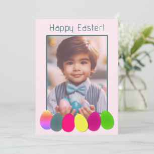 Tarjeta Festiva Fotografía personalizada Huevos de colores diverti