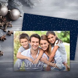 Tarjeta Festiva Fotografía sencilla de Año Nuevo feliz