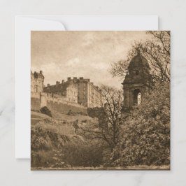 Tarjeta Festiva Fotografía Sepia del Castillo de Edimburgo