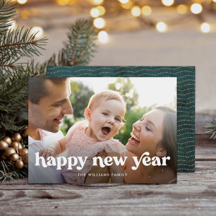 Tarjeta Festiva Fotografía simple de Año Nuevo Feliz