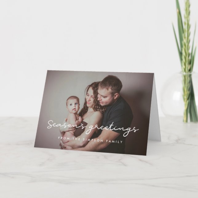 Tarjeta Festiva Fotografía simple de los saludos de temporada (Anverso)