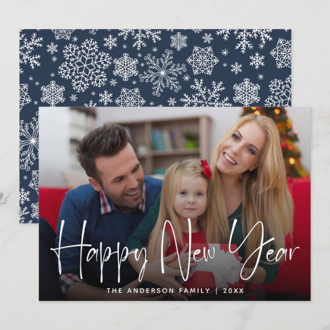 Tarjeta Festiva Fotografía simple Feliz Año Nuevo (Anverso / Reverso)