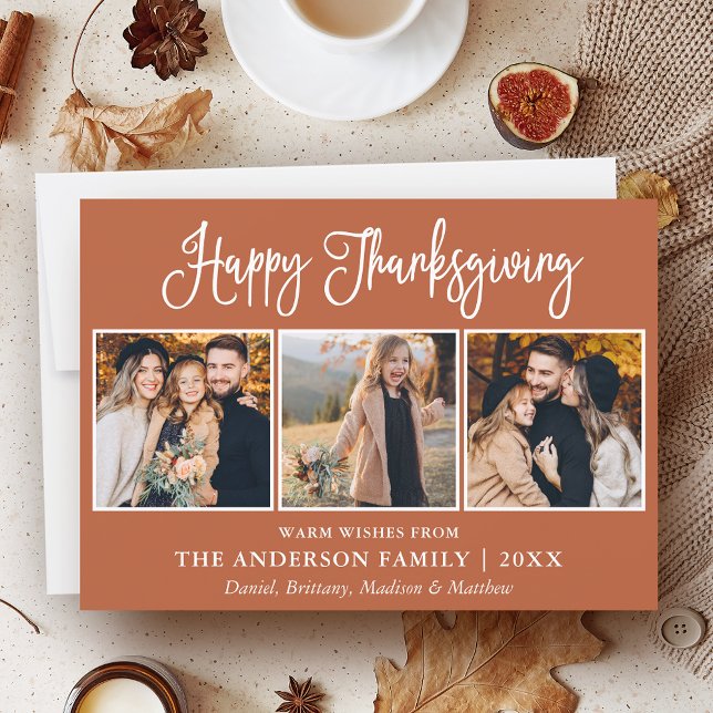 Tarjeta Festiva Fotografías del Día de Acción de Gracias Terracott (Customize to add text to back of card.)