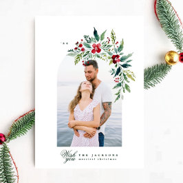 Tarjeta Festiva fotograma clásico con marco moderno de guirnaldas 