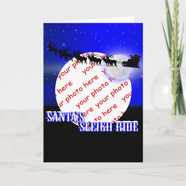 Tarjeta Festiva Fotograma de los Navidades de Santa Claus Sleigh R (Anverso)
