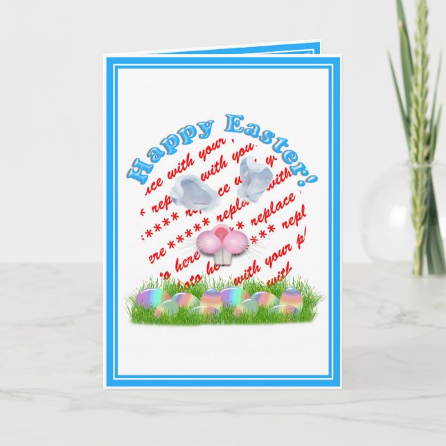 Tarjeta Festiva Fotograma fotográfico de Conejo de Pascua (Orejas  (Anverso)