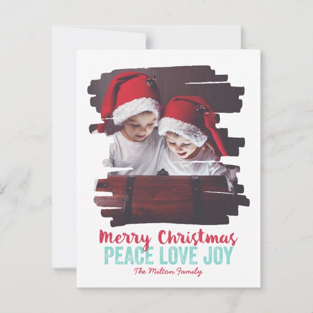 Tarjeta Festiva Fotograma fotográfico Paz Alegría de amor (Anverso)