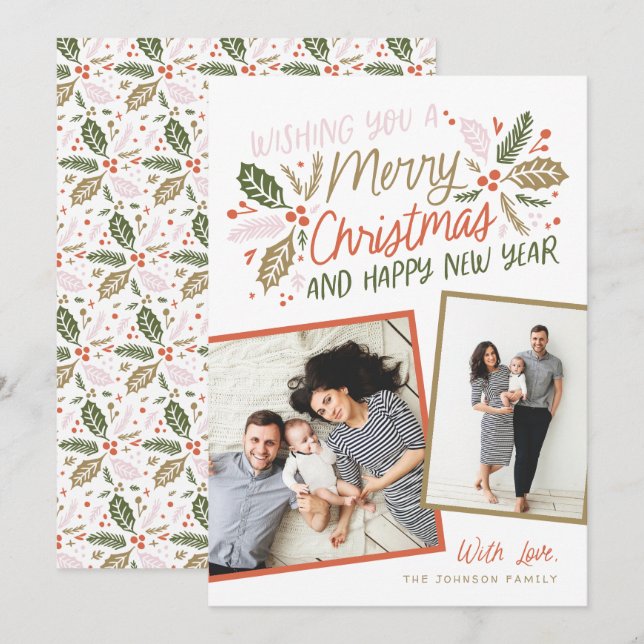 Tarjeta Festiva Fotograma múltiple de instantánea inclinada de hol (Anverso / Reverso)