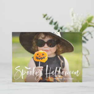 Tarjeta Festiva Fotomía espeluznante de Halloween Pincel blanco