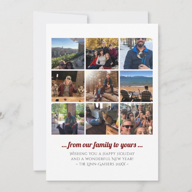 Tarjeta Festiva Fotomontaje de cuadrado de vacaciones (Anverso)