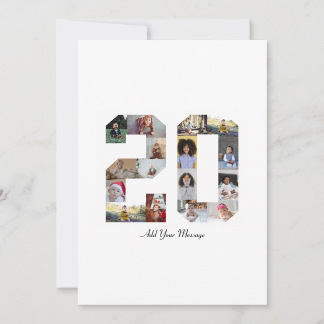 Tarjeta Festiva Fotomontaje del número 20 (Anverso)