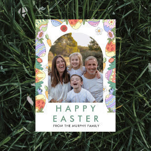 Tarjeta Festiva Fotomontaje divertido de arco de huevos de Pascua