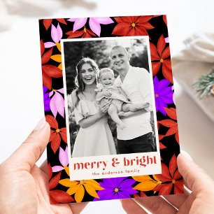 Tarjeta Festiva Fotomúltiples y alegres poinsettias negras