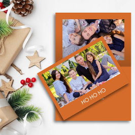 Tarjeta Festiva Fotomural Minimalista Moderno de Naranja "HO HO HO