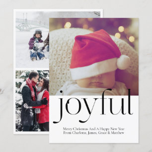 Tarjeta Festiva Fotos alegres Navidades personalizados blanco negr