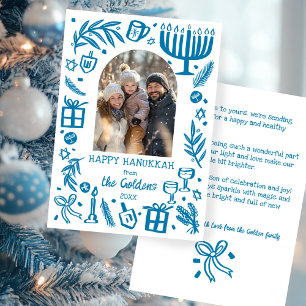 Tarjeta Festiva Fotos caprichosas de Hanukkah con arco personaliza