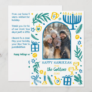 Tarjeta Festiva Fotos caprichosas de Hanukkah en arco personalizad