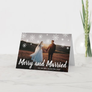 Tarjeta Festiva Fotos casadas y merry de Navidades recién casados