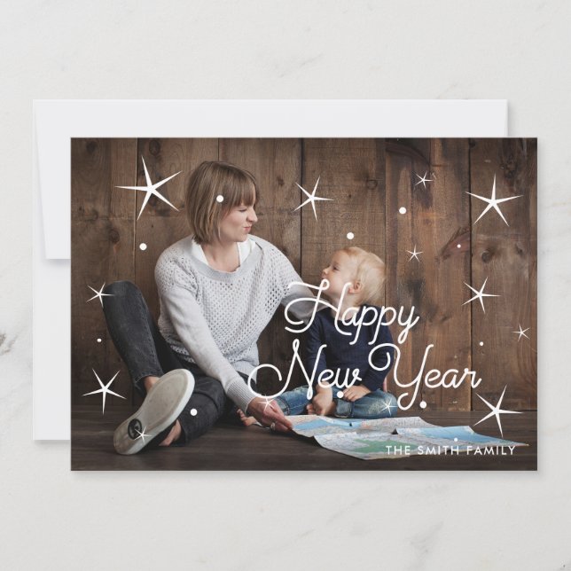 Tarjeta Festiva Fotos clásicas de Año Nuevo (Anverso)