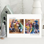 Tarjeta Festiva Fotos cuadradas blancas y negras minimalistas simp<br><div class="desc">Esta hermosa tarjeta de vacaciones cuenta con espacio para dos fotos y una estética moderna minimalista en blanco y negro. Todo el texto es personalizable para que puedas cambiar fácilmente el saludo de vacaciones.</div>