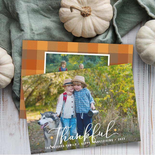 Tarjeta Festiva Fotos de Acción de Gracias (Thankful Thanksgiving Photos Holiday Card)