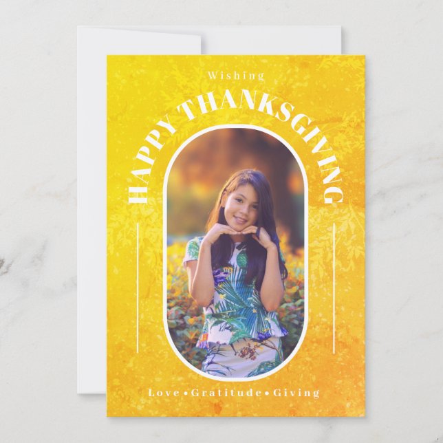 Tarjeta Festiva Fotos de Acción de Gracias Amarillo Moderno (Anverso)