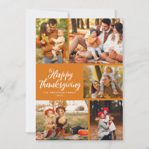 Tarjeta Festiva Fotos de Acción de Gracias con naranja y letra est
