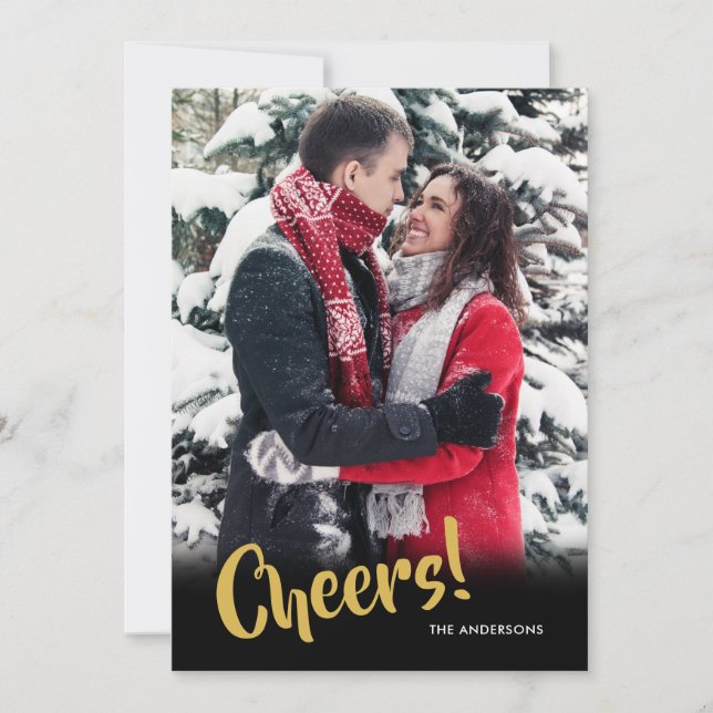 Tarjeta Festiva Fotos de Años Nuevos Felices y Modernos (Anverso)