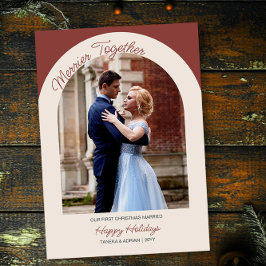 Tarjeta Festiva Fotos de Arco de Merrier Together Simple Moderno