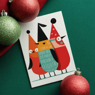 Tarjeta Festiva Fotos de Aves de Dibujos Animados Lindos Navidades