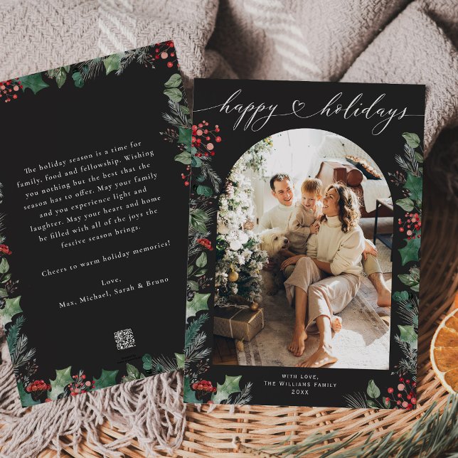 Tarjeta Festiva Fotos de bayas botánicas en blanco y negro (Subido por el creador)