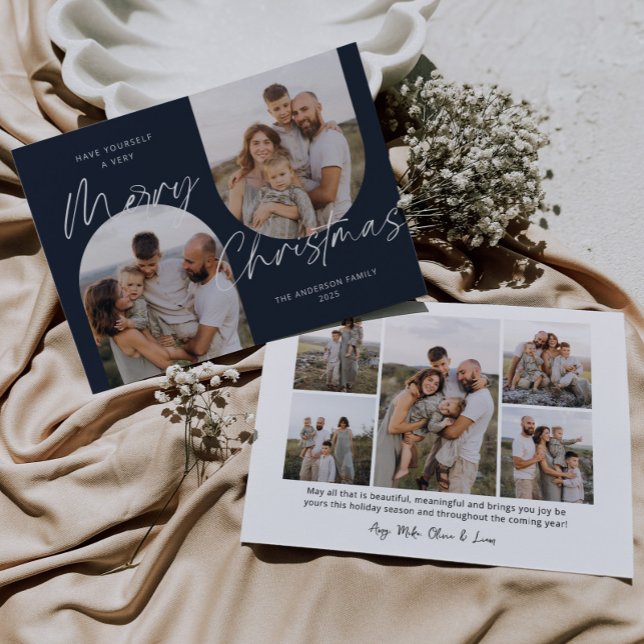 Tarjeta Festiva Fotos de Blue 2 Arch Navidades de escritura modern (Subido por el creador)