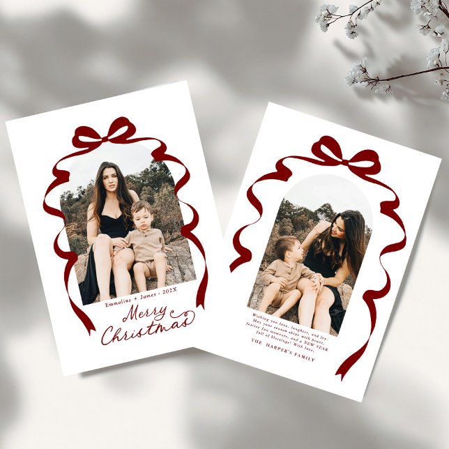 Tarjeta Festiva Fotos de Bow Rojo Profundo Arco navideño (Subido por el creador)